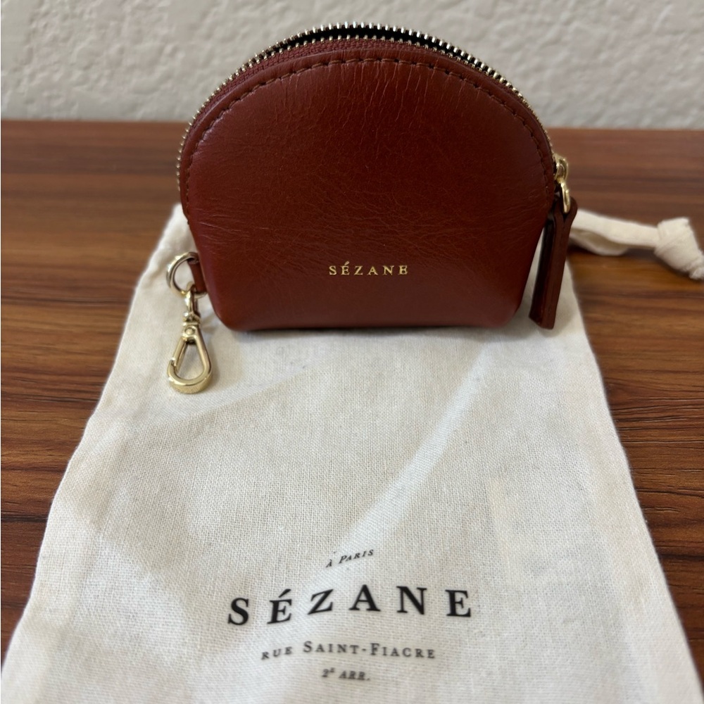 Sézane Brown Leather Coin Purse